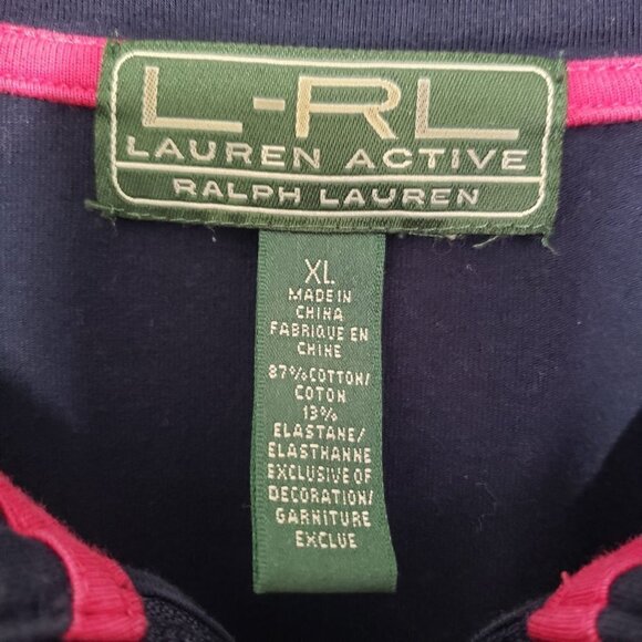Lauren Ralph Lauren Athletic Jacket Stripe Cotton Stretch Full Zip Womens XL - Picture 4 of 8